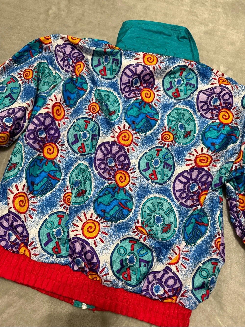 Vintage 90's JPI Company Graphic Tracksuit Set Bright Colorblock Windbreaker Set